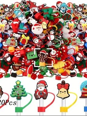Festive Holiday Straw Caps Party Favor Set